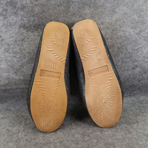 Sperry Shoes Women 6 Moccasin Flats Slip On Leather Metallic Shimmer Slipper Bow - Picture 9 of 13